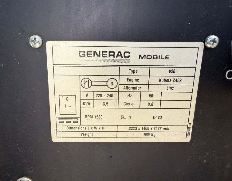 GENERAC MOBILE V20 LIGHTING TOWER
